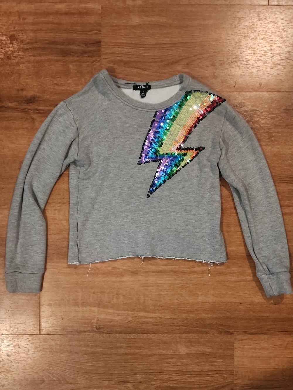 FBZ Kids Rainbow Sequin Lightning Bolt Sweatshirt, Girls 7/8